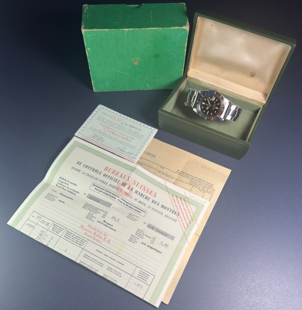 Rolex GMT-Master - 6542 Bakelite - 1957 with Box, Papers & Military Purchase Receipt