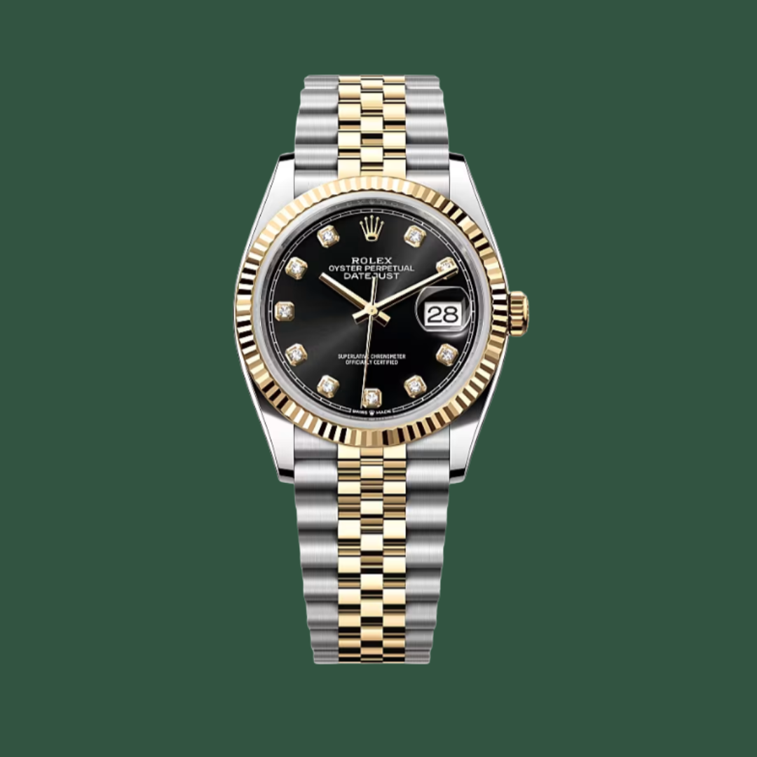 Rolex Datejust 36 (Black/Diamonds/Yellow Gold)