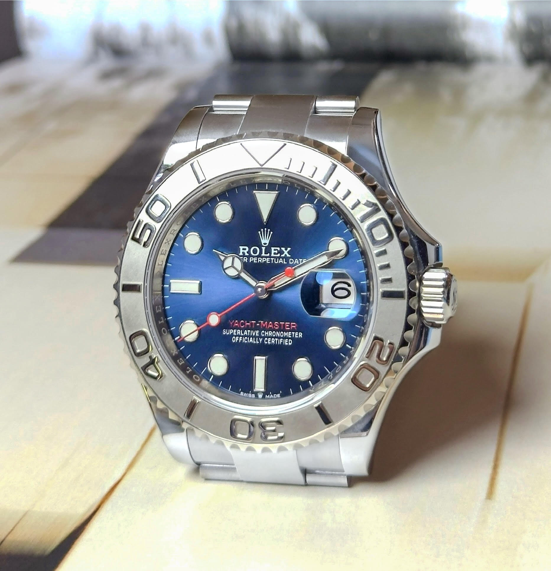 Rolex Yacht-Master 40 – Steel & Platinum Blue Dial (Demo 2018)